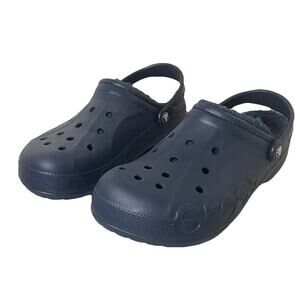 Crocs Navy Blue Baya Faux Fur Lined Clogs Mens 10/ Womens 12 Indoor / Outdoor